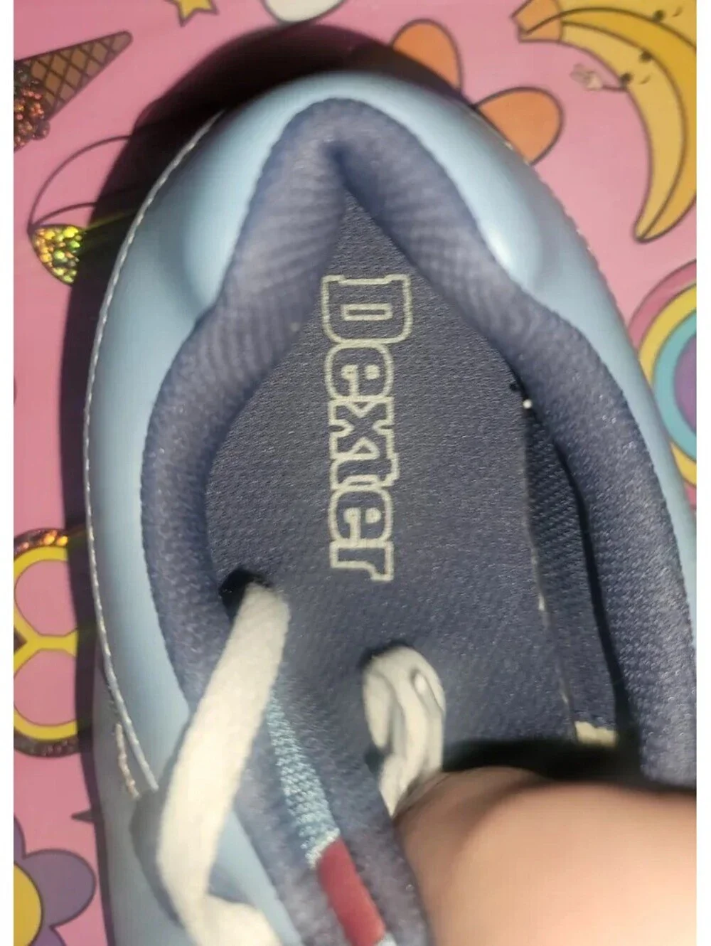 DEXTER BOWLING SHOES MENS BLUE RED WHITE SLIDE RITE LACE UP ATHLETIC SIZE: 10